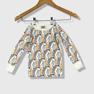 Hanna Andersson Long Sleeve Pajama Top Girls 3T White Unicorn Rainbow Whimsical